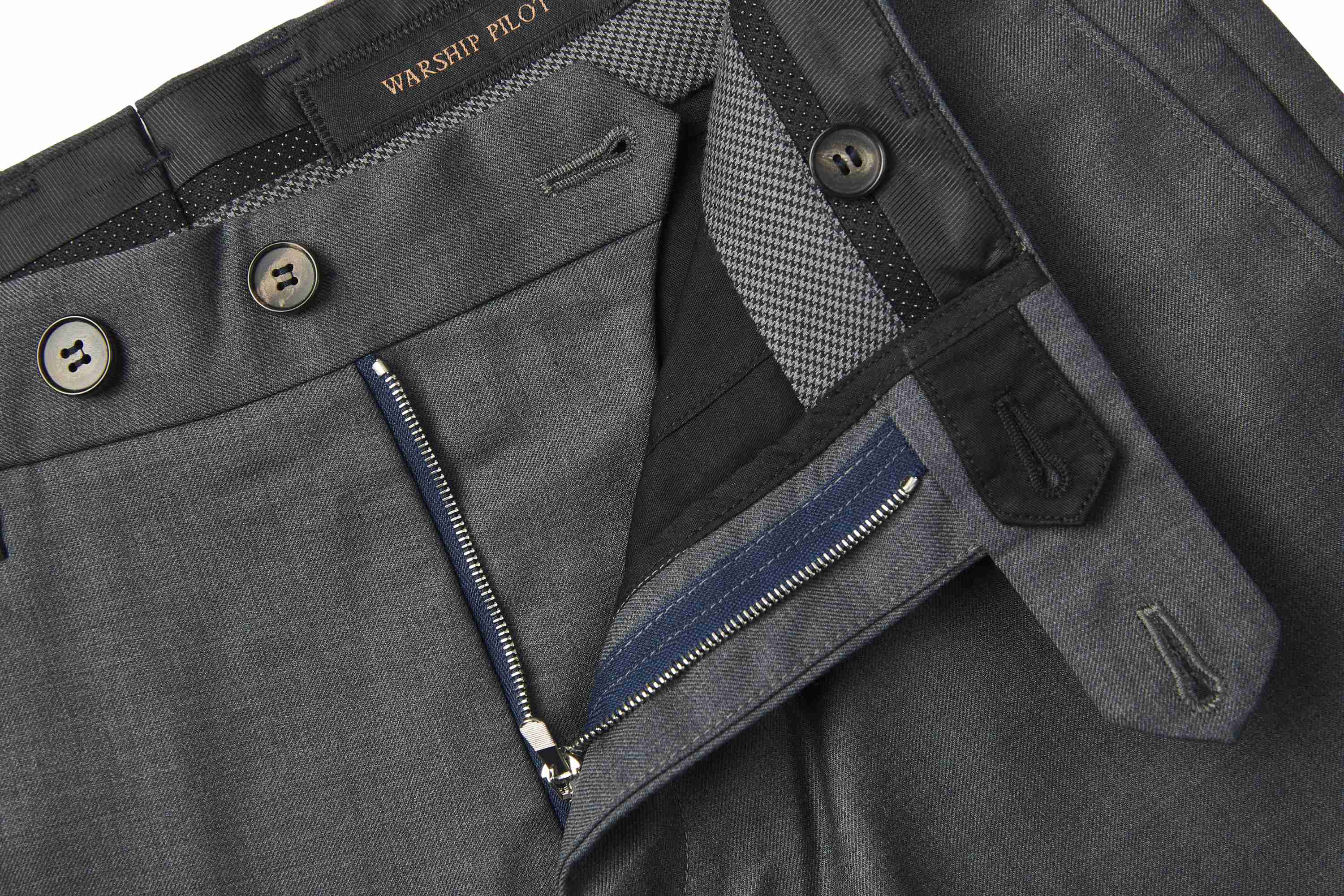 藏青平头门襟锦纶时尚休闲裤